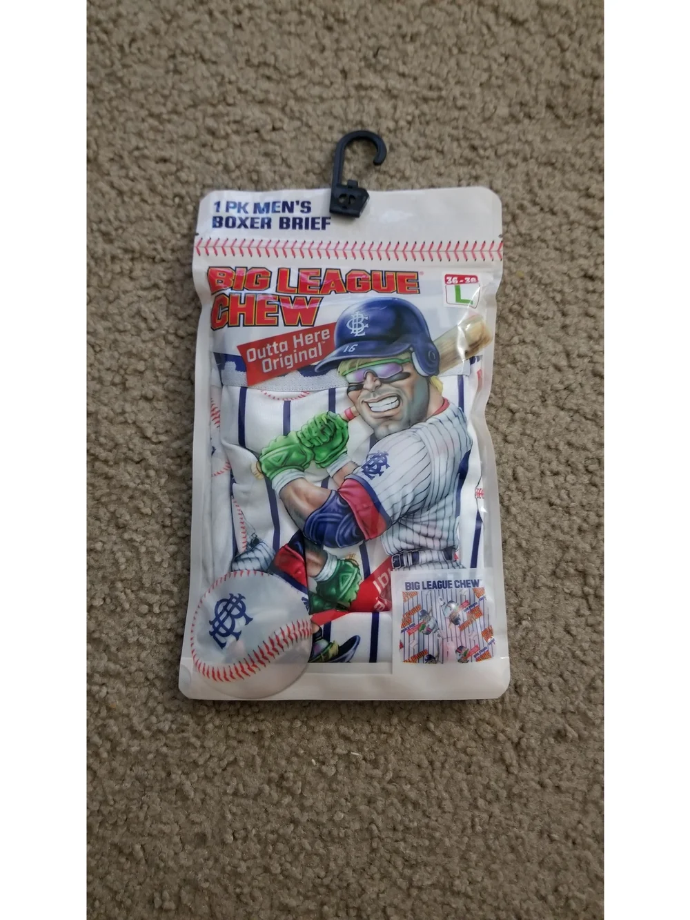 Big League Chew Men’s Boxer Briefs - White with Navy Stripe